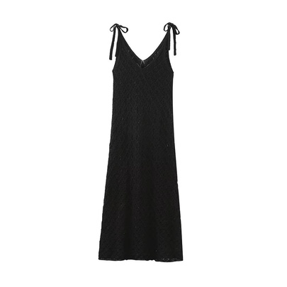 Women's Strap Dress Streetwear V Neck Sleeveless Solid Color Midi Dress Daily