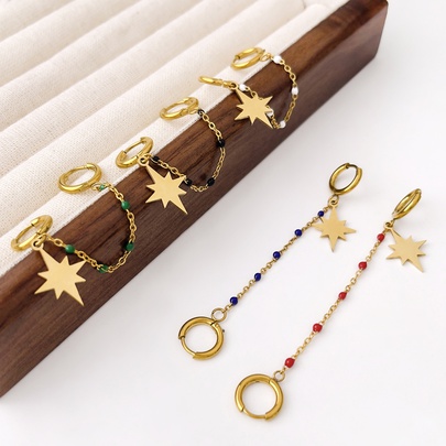 1 Piece Simple Style Star Chain 304 Stainless Steel 18K Gold Plated Earrings