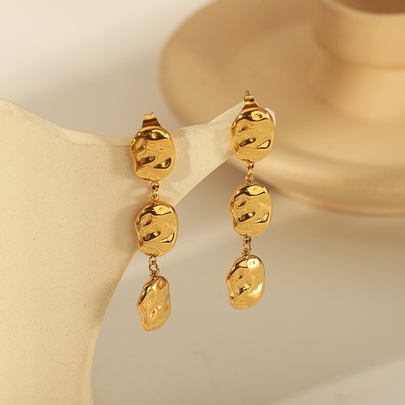 1 Pair Vintage Style Exaggerated Round Plating 304 Stainless Steel 18K Gold Plated Drop Earrings