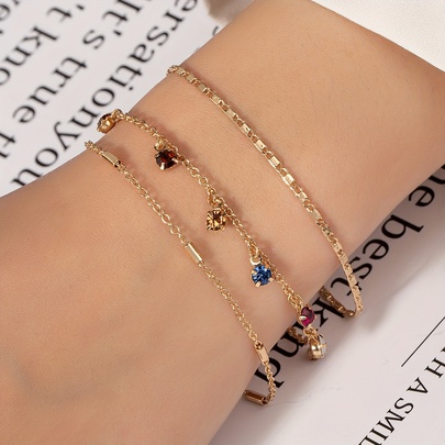 Wholesale Jewelry Casual Luxurious Solid Color Alloy Glass Glass Inlay Bracelets