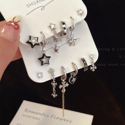 1 Set Elegant Simple Style Star Heart Shape Alloy Zircon Drop Earrings