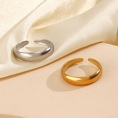 304 Stainless Steel 18K Gold Plated Simple Style Solid Color Open Rings