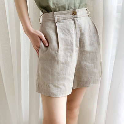 Women's Daily Casual Solid Color Shorts Button Casual Pants