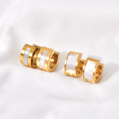 1 Pair Classic Style Solid Color Plating 304 Stainless Steel 18K Gold Plated Earrings