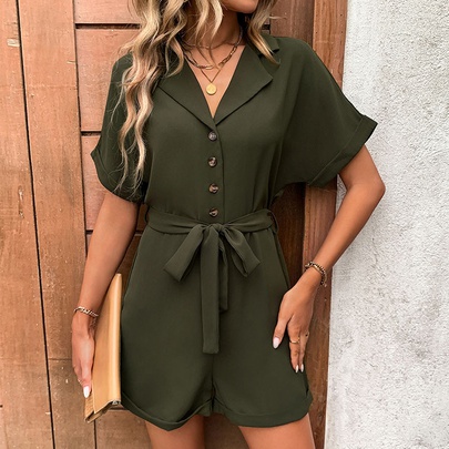 Women's Holiday Daily Streetwear Solid Color Shorts Rompers