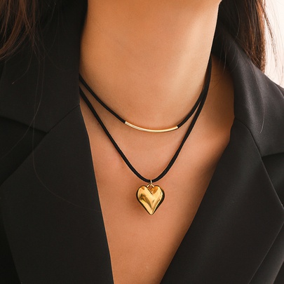 Modern Style Simple Style Classic Style Geometric Heart Shape CCB Flannel Plating Women's Pendant Necklace