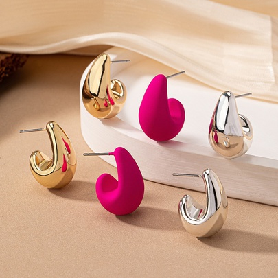 1 Pair Simple Style Water Droplets Plating Alloy Ear Studs