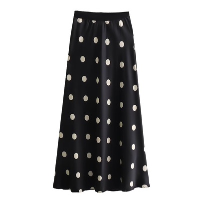 Summer Streetwear Polka Dots Polyester Midi Dress Skirts