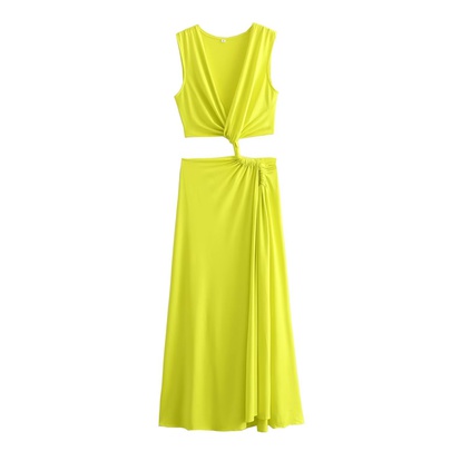 Women's Regular Dress Streetwear V Neck Sleeveless Solid Color Midi Dress Holiday Date Bar