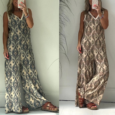 Casual Streetwear Printing Polyester Jumpsuits