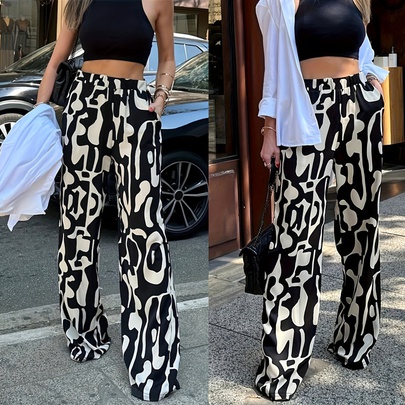 Women's Holiday Daily Casual Color Block Full Length Printing Casual Pants
