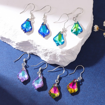 1 Pair Sweet Color Block Inlay Alloy Crystal Drop Earrings