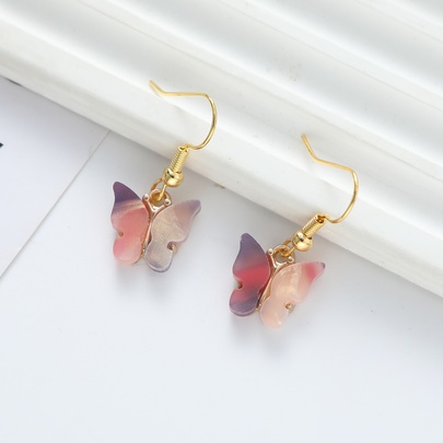 1 Pair Cute Butterfly Patchwork Alloy Drop Earrings