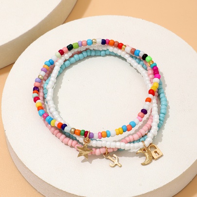 Vacation Beach Pastoral Star Moon Lock Synthetic Resin Alloy Wholesale Anklet