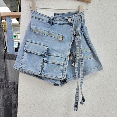 Women's Holiday Daily Streetwear Solid Color Shorts Washed Jeans