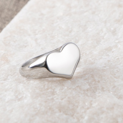 Cute Simple Style Heart Shape 304 Stainless Steel Rings In Bulk