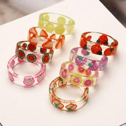 Simple Style Classic Style Fruit Arylic Printing Women's Rings
