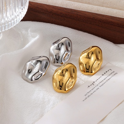 1 Pair Basic Modern Style Classic Style Irregular Oval 304 Stainless Steel White Gold Plated Gold Plated Ear Studs
