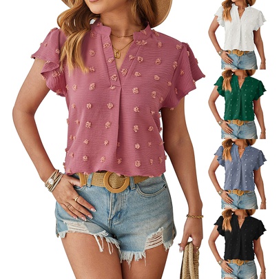 Women's T-shirt Short Sleeve Blouses Streetwear Polka Dots Solid Color