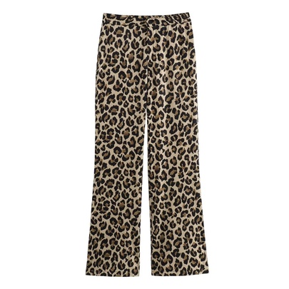 Women's Outdoor Daily Party Streetwear Leopard Full Length Button Casual Pants Straight Pants