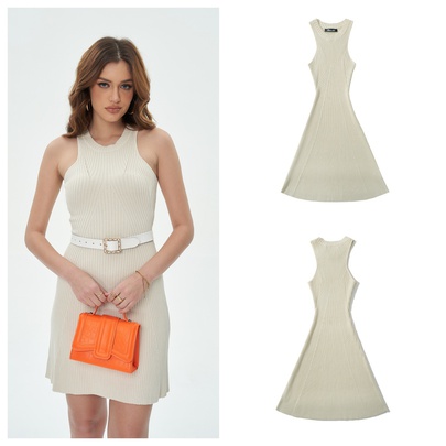 Women's Tank Dress Elegant Round Neck Sleeveless Solid Color Above Knee Holiday Banquet Date