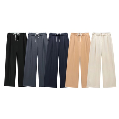 Women's Holiday Outdoor Daily British Style Solid Color Full Length Casual Pants Straight Pants