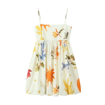 Women's Strap Dress Vacation Boat Neck Sleeveless Ditsy Floral Knee-Length Holiday Daily Date