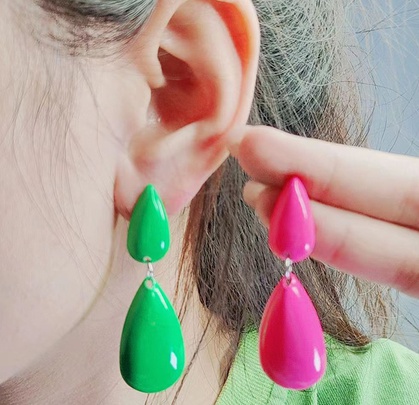 1 Pair Exaggerated Simple Style Water Droplets Spray Paint Iron Drop Earrings