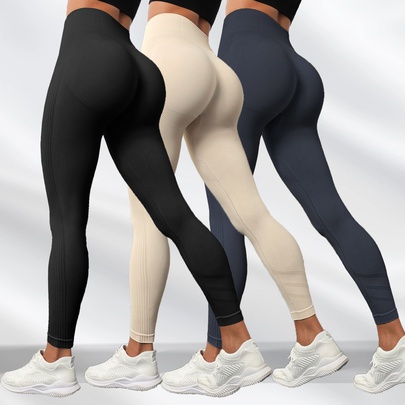 Simple Style Solid Color Nylon Active Bottoms Leggings