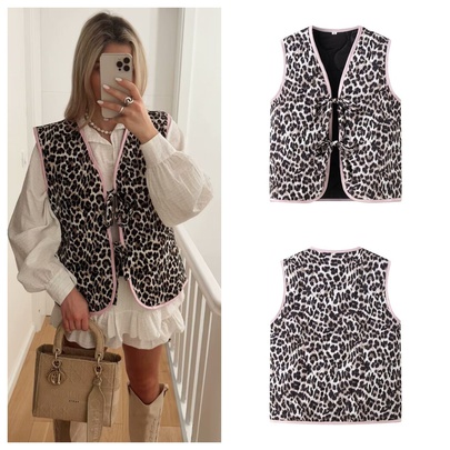 Women's Streetwear Leopard Tie Vest Vest