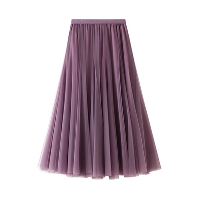 Women's Pleated Skirt Simple Style Solid Color Maxi Long Dress Casual