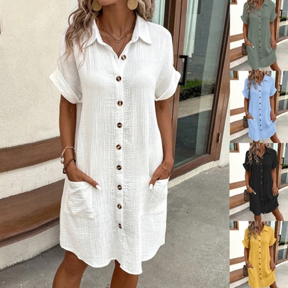 Women's Regular Dress Simple Style V Neck Short Sleeve Solid Color Knee-Length Holiday Daily