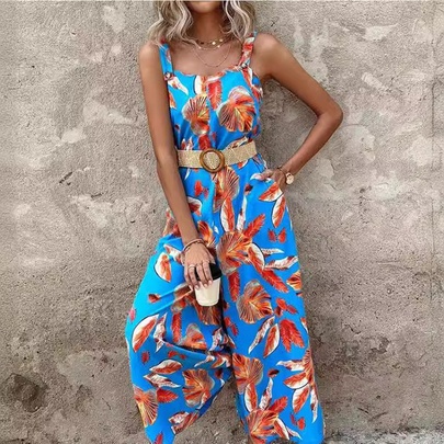 Women's Holiday Daily Beach Streetwear Printing Full Length Jumpsuits