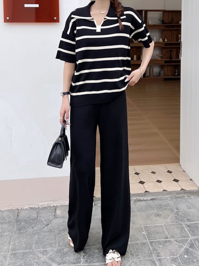 Holiday Daily Women's Streetwear Stripe Polyester Pants Sets Pants Sets
