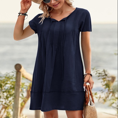 Women's Regular Dress Simple Style V Neck Short Sleeve Solid Color Above Knee Holiday Daily Date