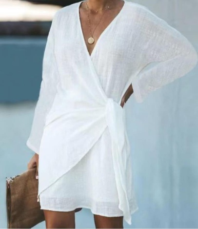 Women's Regular Dress Elegant V Neck Long Sleeve Solid Color Above Knee Holiday Beach Date