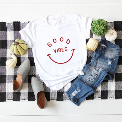 Smiley Cotton Short-sleeved T-shirt
