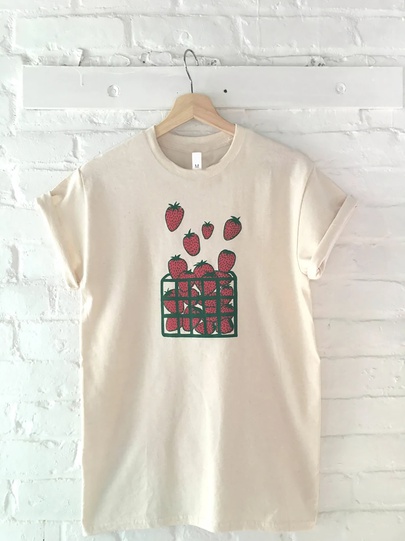 Women's T-shirt Short Sleeve T-shirts Printing Casual Strawberry