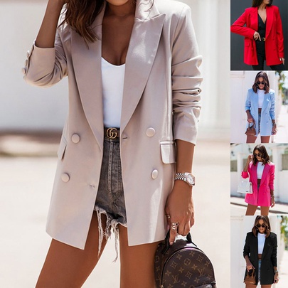 Women's Fashion Solid Color Button Blazer Blazer