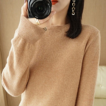 Women's Knitwear Long Sleeve Sweaters & Cardigans Fashion Solid Color