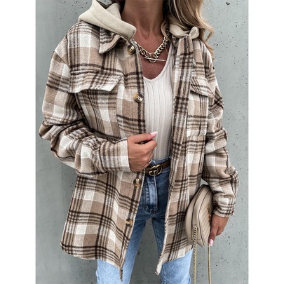 Women's Casual Plaid Single Breasted Coat