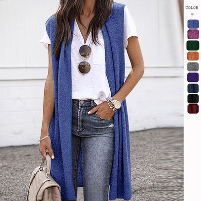 Women's Streetwear Solid Color Placket Vest Vest