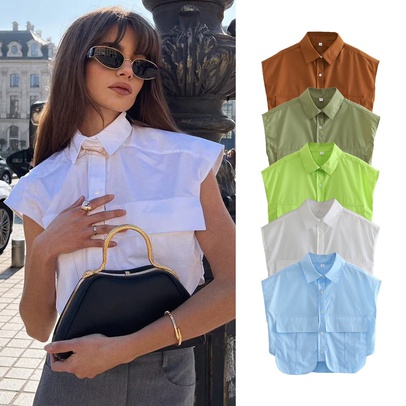 Women's Blouse Sleeveless Blouses Fashion Solid Color