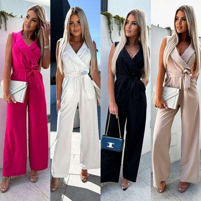 Women's Business Daily Sexy Solid Color Full Length Jumpsuits
