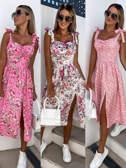 Women's Swing Dress Streetwear V Neck Printing Sleeveless Printing Maxi Long Dress Street