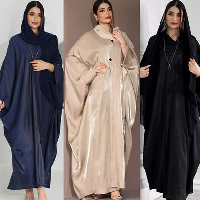 Simple Style Solid Color Maxi Dresses Polyester Satin Abaya Dresses
